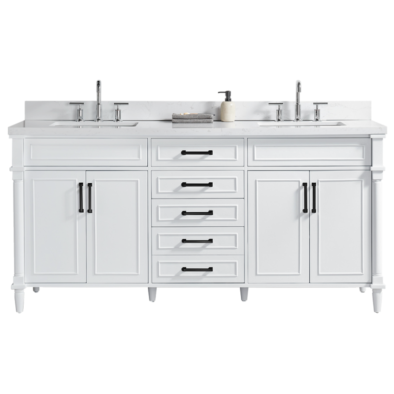 Iris 72-in Double Sink Vanity with Engineered Carrara Top in White, Iris7072WH [FB308], FINAL PRICE: $1,399.99 + TAX