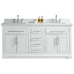 Iris 72-in Double Sink Vanity with Engineered Carrara Top in White, Iris21072WH [FB306], FINAL PRICE: $1,399.99 + TAX [FBM-168]