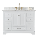 Rose 48-in Single Sink Vanity with Engineered Carrara Top in White, ROSE5048WH [FB332], FINAL PRICE: $949.99 + TAX