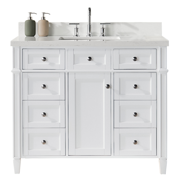 Rose 42-in Single Sink Vanity with Engineered Carrara Top in White, ROSE14042WH [FB330], FINAL PRICE: $879.99 + TAX [FBM-206]