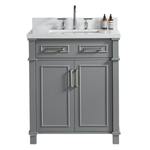 Iris 30-in Single Sink Vanity with Engineered Carrara Top in Gray, Iris7030GR [FB305], FINAL PRICE: $629.99 + TAX