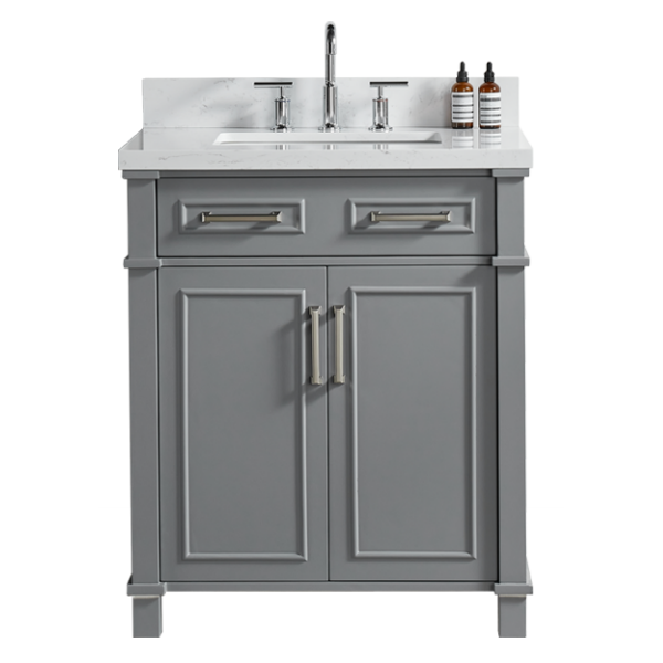 Iris 30-in Single Sink Vanity with Engineered Carrara Top in Gray, Iris7030GR [FB305], FINAL PRICE: $629.99 + TAX