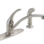 Delta Foundations Single Handle Kitchen Faucet with Spray in Stainless Steel, B4410LF-SS, MRSP: $171.3, FINAL PRICE: $39.99 + TAX
