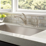 Delta Foundations Single Handle Kitchen Faucet with Spray in Stainless Steel, B4410LF-SS, MRSP: $171.3, FINAL PRICE: $39.99 + TAX