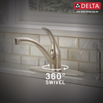 Delta Foundations Single Handle Kitchen Faucet with Spray in Stainless Steel, B4410LF-SS, MRSP: $171.3, FINAL PRICE: $39.99 + TAX