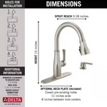 Delta Owendale Single Handle Pull-Down Kitchen with Soap Dispenser and ShieldSpray Technology in Spotshield Stainless Steel, 19875Z-SPSD-DST, MRSP: $407.95, FINAL PRICE: $ + TAX