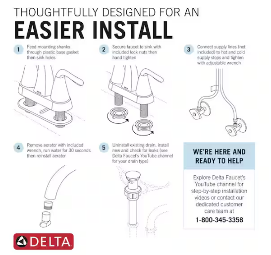Delta Centerset Bathroom Faucet in Chrome, B2511LF-PPU-ECO2, MRSP: $120.5, FINAL PRICE: $ + TAX