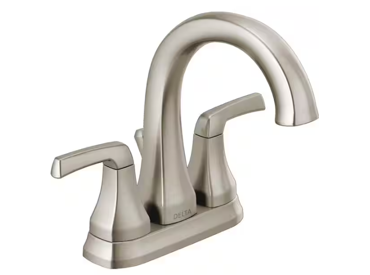 Delta Portwood Two Handle Centerset Bathroom Faucet in Spotshield Brushed Nickel, 25770LF-SP, MRSP: $162.85, FINAL PRICE: $59.99 + TAX
