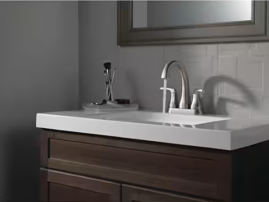 Delta Portwood Two Handle Centerset Bathroom Faucet in Spotshield Brushed Nickel, 25770LF-SP, MRSP: $162.85, FINAL PRICE: $59.99 + TAX