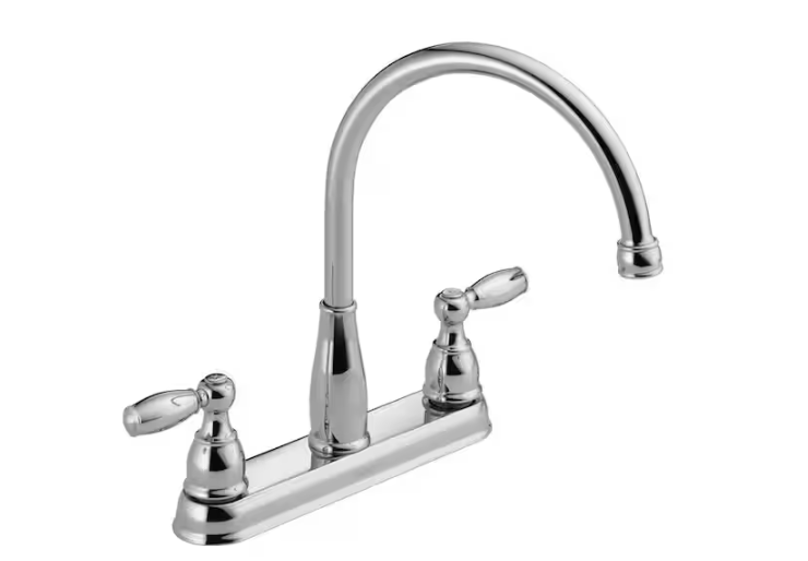 Delta Foundations Two Handle Kitchen Faucet in Chrome, 21987LF, MRSP: $133.45, FINAL PRICE: $39.99 + TAX