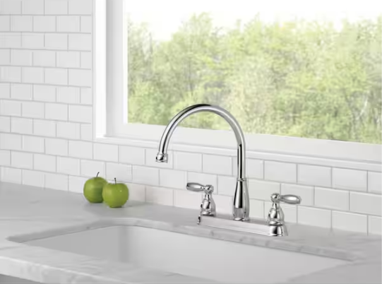 Delta Foundations Two Handle Kitchen Faucet in Chrome, 21987LF, MRSP: $133.45, FINAL PRICE: $39.99 + TAX