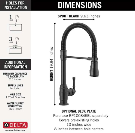Delta Broderick Single Handle Pull-Down Kitchen Faucet With Spring Spout in Chrome, 9690-DST, MRSP: $1056, FINAL PRICE: $469.99 + TAX