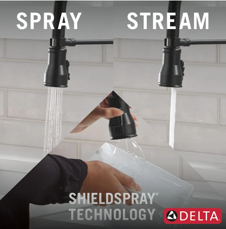 Delta Broderick Single Handle Pull-Down Kitchen Faucet With Spring Spout in Chrome, 9690-DST, MRSP: $1056, FINAL PRICE: $469.99 + TAX