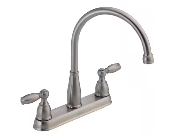 Delta Foundations Two Handle Kitchen Faucet in Stainless Steel, 21987LF-SS, MRSP: $170.15, FINAL PRICE: $44.99 + TAX