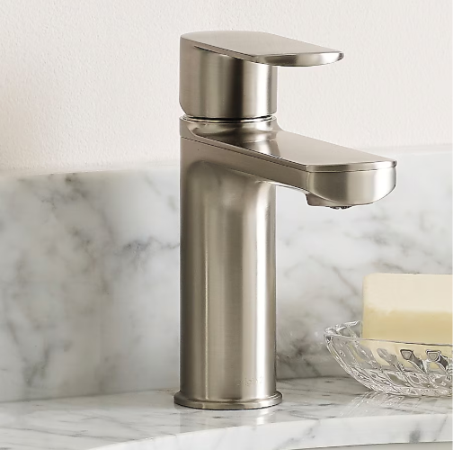 Alpine Reserve Candace Brushed Nickel Single hole 1-handle WaterSense Mid-arc Residential Handle Bathroom Sink Faucet with Drain with Deck Plate