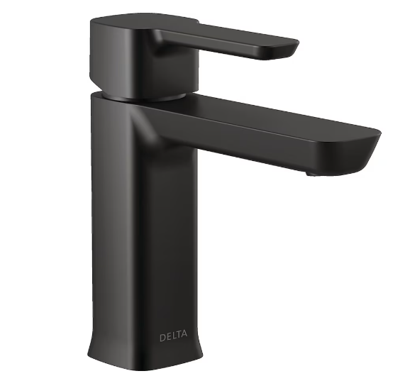 Delta Modern Black Matte Black Single hole 1-handle WaterSense Low-arc Residential Handle Bathroom Sink Faucet with Drain