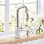 Alpine Reserve Palmetto Spot Resist Stainless Single Handle Deck-mount Pull-down Kitchen Faucet with Sprayer (Includes Deck Plate) (Includes Soap Dispenser)