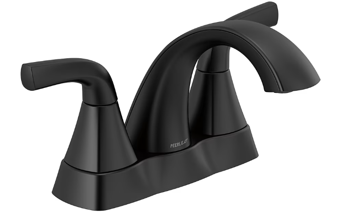 Peerless Parkwood Two Handle Centerset Lavatory Faucet in Matte Black, P2535LF-BL, MSRP: $126, FINAL PRICE: $59.99 + TAX
