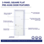 Reliabilit  Left Hand 2-Panel Primed Interior Door with Hollow Core, Primed 365 Casing & Jamb. Satin Nickel Hinges. 24x80 inch. RO: 26 3/4x82