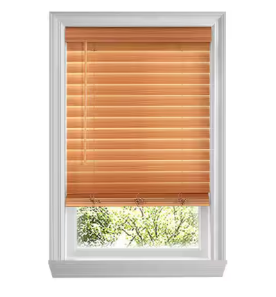 36x64 Chestnut 2.5in Faux Wood Cordless Blinds Light Control ENHANCED Room Darkening - Home Decorators, 1006793123