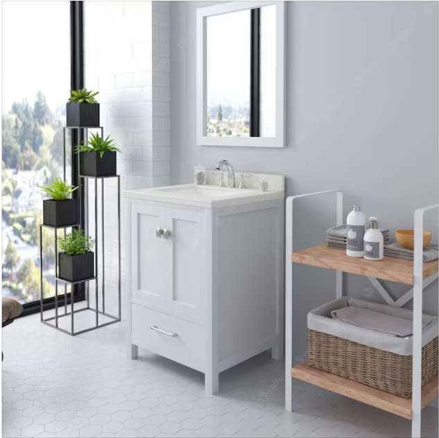 Caroline Avenue 24-in White Undermount Single Sink Bathroom Vanity with Arctic White Quartz Top, GS-50024-AWQSQ-WH, FINAL PRICE $499.99