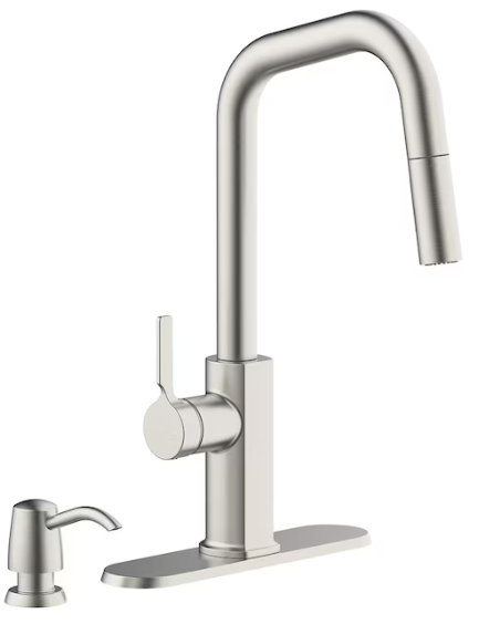 Alpine Reserve Palmetto Spot Resist Stainless Single Handle Deck-mount Pull-down Kitchen Faucet with Sprayer (Includes Deck Plate) (Includes Soap Dispenser)