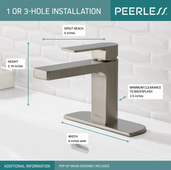 Single-Handle Lavatory Faucet, P1519LF-BNTP, MSRP: $271.30, FINAL PRICE: $59.99 + TAX