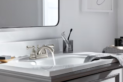 Peerless Elmhurst Two-Handle Centerset Bath Faucet in Brushed Nickel, P2465LF-BN, MSRP: $100.03, FINAL PRICE: $39.99 + TAX