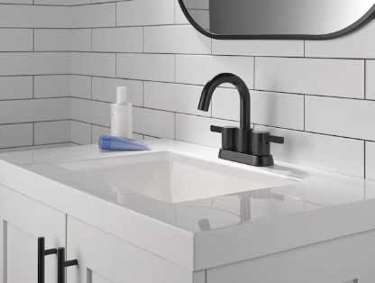 Peerless Precept Two Handle Centerset Lavatory Faucet in Matte Black, P2530LF-BL, MSRP: $132.41, FINAL PRICE: $59.99 + TAX