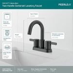 Peerless Precept Two Handle Centerset Lavatory Faucet in Matte Black, P2530LF-BL, MSRP: $132.41, FINAL PRICE: $59.99 + TAX