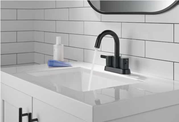 Peerless Precept Two Handle Centerset Lavatory Faucet in Matte Black, P2530LF-BL, MSRP: $132.41, FINAL PRICE: $59.99 + TAX