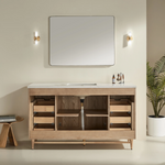 Sunflower 60-in Single Sink Vanity with Engineered Carrara Top in Light Coffee, Sunflower13060B-SLC, Retail: $2,890.00, FINAL PRICE: $1,299.99 + TAX [FBM-190]
