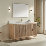 Sunflower 60-in Single Sink Vanity with Engineered Carrara Top in Light Coffee, Sunflower13060B-SLC, Retail: $2,890.00, FINAL PRICE: $1,299.99 + TAX [FBM-190]