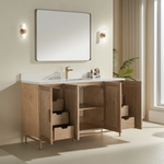 Sunflower 60-in Single Sink Vanity with Engineered Carrara Top in Light Coffee, Sunflower13060B-SLC, Retail: $2,890.00, FINAL PRICE: $1,299.99 + TAX [FBM-190]