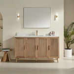 Sunflower 60-in Single Sink Vanity with Engineered Carrara Top in Light Coffee, Sunflower13060B-SLC, Retail: $2,890.00, FINAL PRICE: $1,299.99 + TAX [FBM-190]