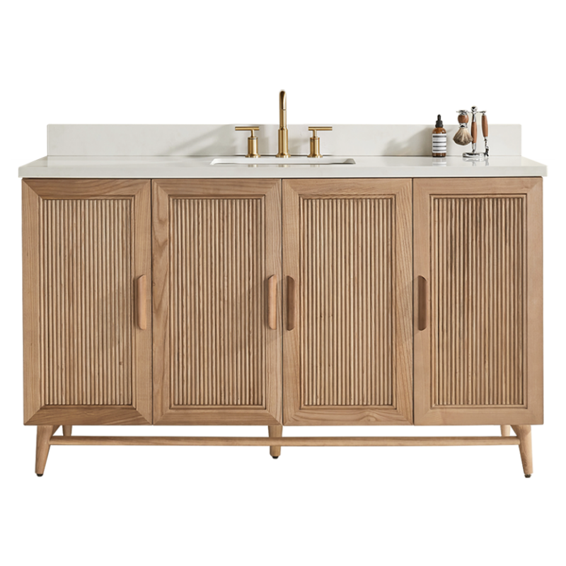 Sunflower 60-in Single Sink Vanity with Engineered Carrara Top in Light Coffee, Sunflower13060B-SLC, Retail: $2,890.00, FINAL PRICE: $1,299.99 + TAX [FBM-190]