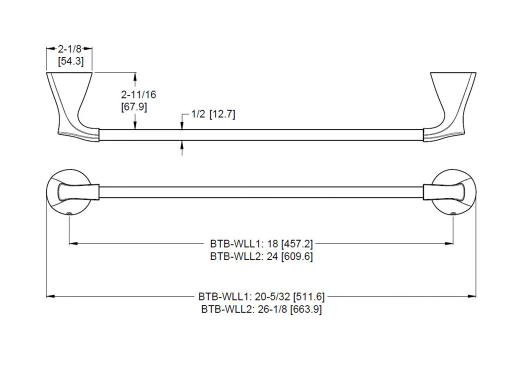Pfister Willa 18" Towel Bar Bath Accessory Brushed Nickel, BTB-WLL1K Retail: $35.00, Loc: B1, FINAL PRICE