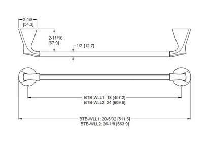 Pfister Willa 18" Towel Bar Bath Accessory Brushed Nickel, BTB-WLL1K Retail: $35.00, Loc: B1, FINAL PRICE