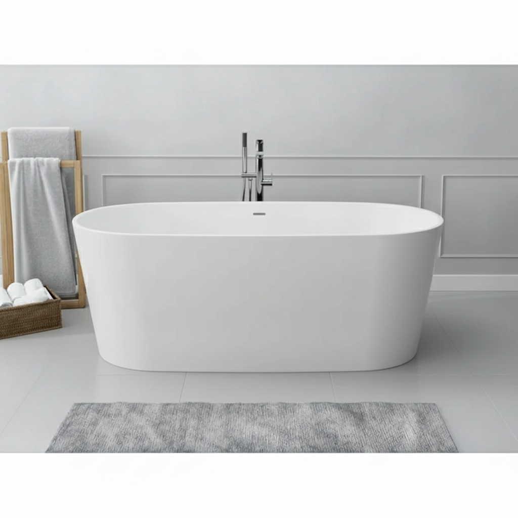Acquabella Vars Center Drain 65x29 Freestanding Bathtub in Snow White and Brown, VB6529MBNW, Retail: $10,000.00, FINAL PRICE: $1,499.99 + TAX