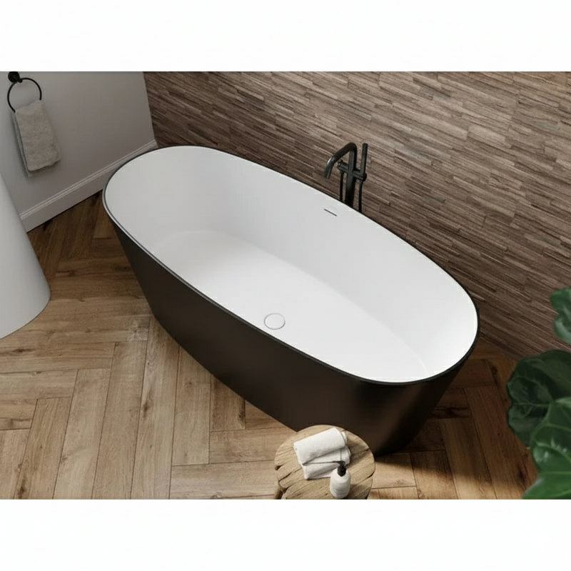 Acquabella Vars Center Drain 65x29 Freestanding Bathtub in Snow White with Matte Black, VB6529MBW, Retail: $10,000.00, FINAL PRICE: $1,499.99 + TAX