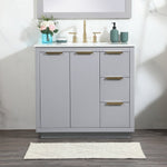 Ever Living Delta 36-Inch Single Sink Vanity in Light Grey with a Calacatta White Engineered Marble Countertop, VF19436GR, FINAL PRICE: $599.99 + TAX [FBM-135]
