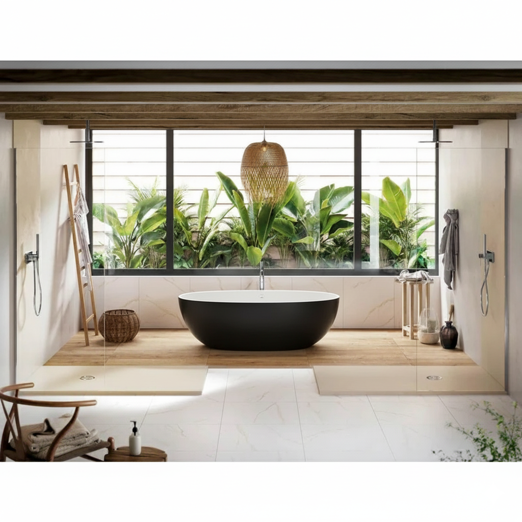 Acquabella Vettore Center Drain 67x32 Freestanding Bathtub in Snow White with Matte Black, VTB6732MBW, Retail: $10,000.00, FINAL PRICE: $1,499.99 + TAX