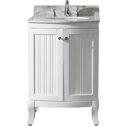 Khaleesi 24-in White Single Bathroom Vanity with White Marble Top and Round Sinks, ES-52024-WMRO-WH [FB287]