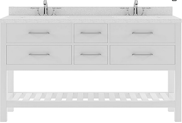Caroline Estate 60-in Double Sink Bath Vanity in White with Dazzle White Quartz Top, MD-2260-DWQRO-WH
