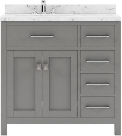 Caroline Parkway 36-in Cashmere Gray Undermount Single Sink Bathroom Vanity with Cultured Marble Quartz Top, MS-2136R-CMSQ-CG, MSRP: $1,379.00, Final Price: $399.99 + Tax