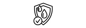 Icon of a shield with a check mark and water droplets, symbolizing protection or quality assurance.