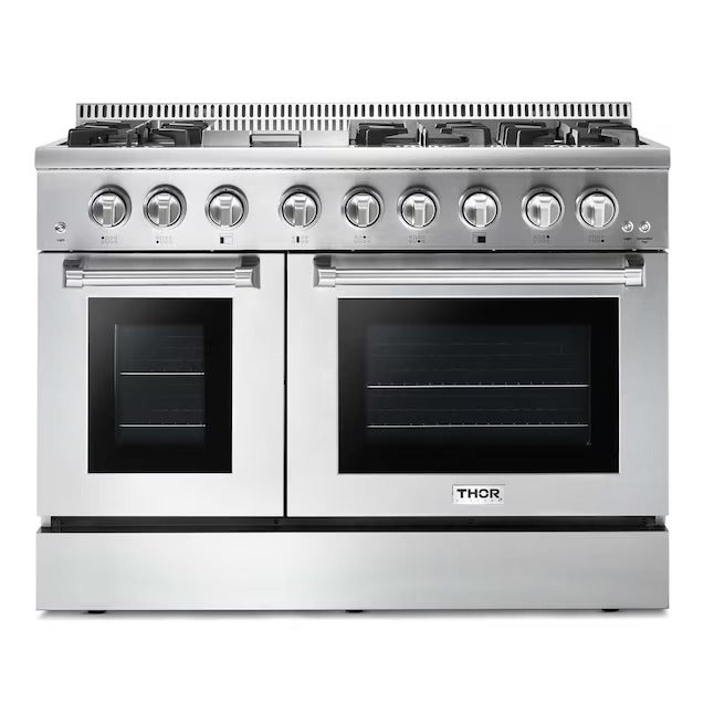 Thor Kitchen 48-in 4.2-cu ft / 2.5-cu ft Convection Oven Freestanding Double Oven Dual Fuel Range (Stainless Steel), HRD4803U , Retail: $8,299.00, FINAL PRICE: $5,999.99 + TAX