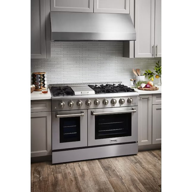 Thor Kitchen 48-in 4.2-cu ft / 2.5-cu ft Convection Oven Freestanding Double Oven Dual Fuel Range (Stainless Steel), HRD4803U , Retail: $8,299.00, FINAL PRICE: $5,999.99 + TAX