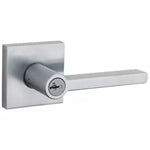 Kwikset Halifax Square Keyed Entry UL Lever featuring SmartKey Security™ in Satin Chrome, 97450-069, FINAL: $29.99