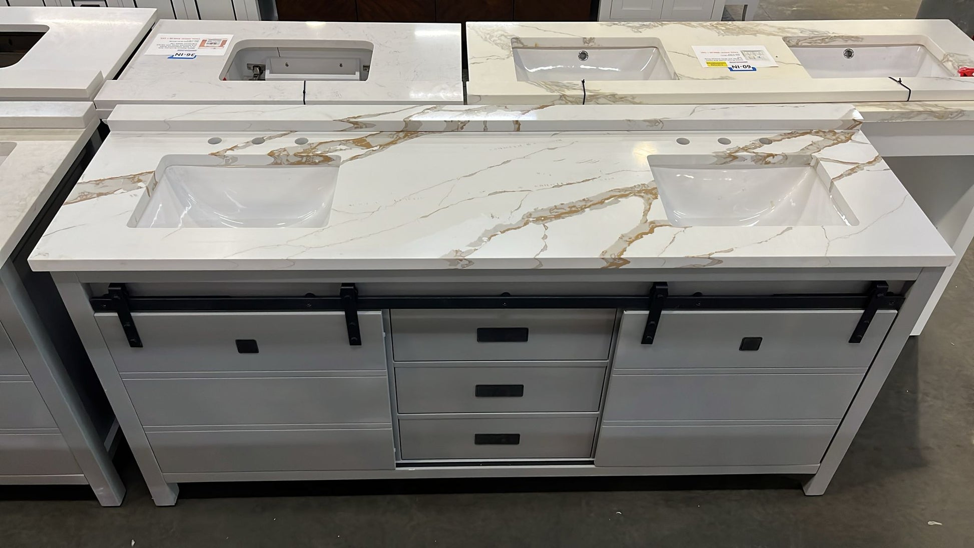 Florence 72-inch Double Sink Bathroom Vanity in Gray with Custom Quartz Top, VV372G-CQTSQ, Retail: $2,099.95, FINAL PRICE: $1,299.99 + TAX